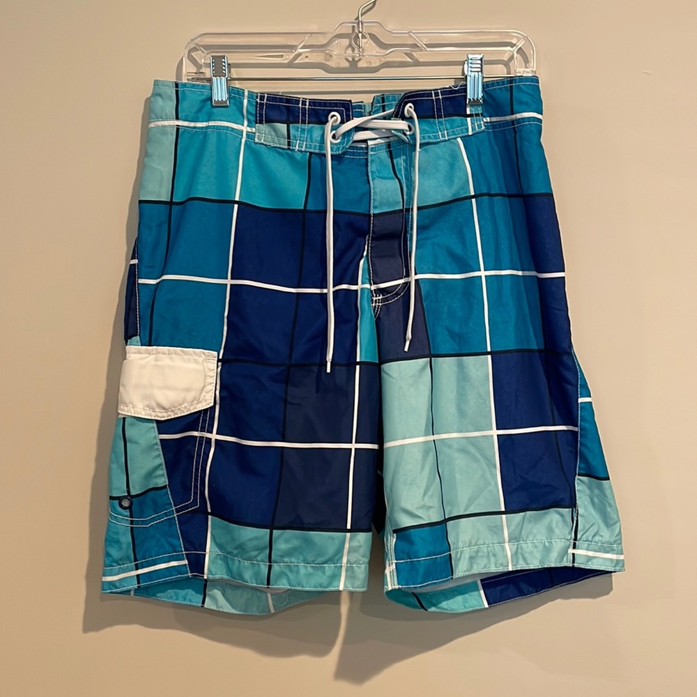 Men's Old Navy Swim Trunks Blue Checkered